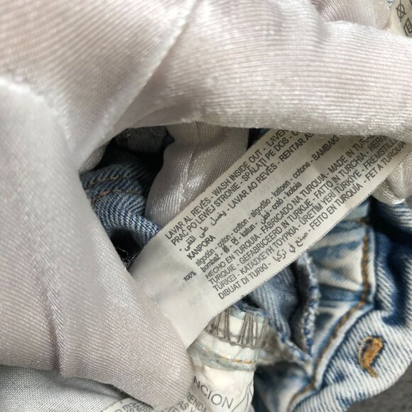 Zara High Rise Tapered Jeans Womens 4 Blue Acid Wash Paper Bag Relaxed Button - Picture 10 of 11